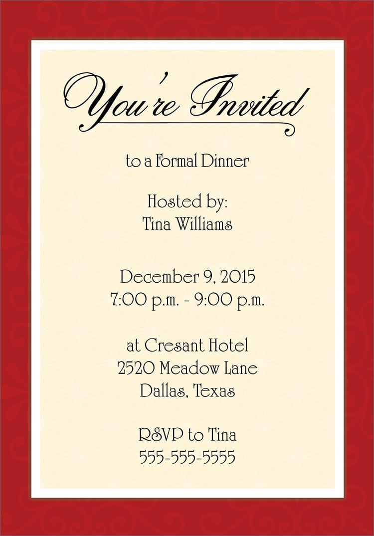 Doc    Formal Dinner Party Invitation Wording â Etiquette A
